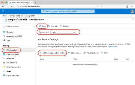 Environment variables and app settings in Azure App Service.